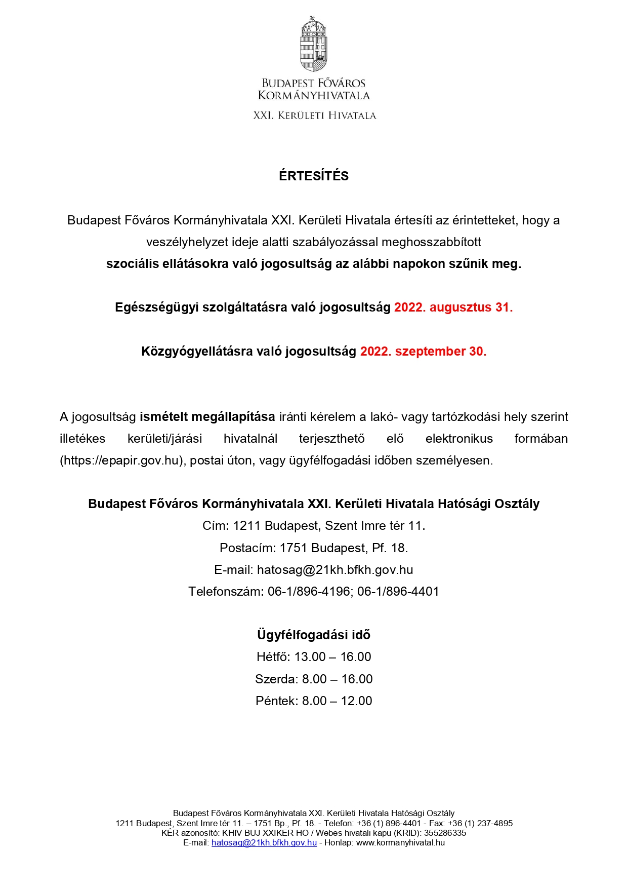 Ertesites meghosszabbitott szocialis jogosultsag lejarta page 0001