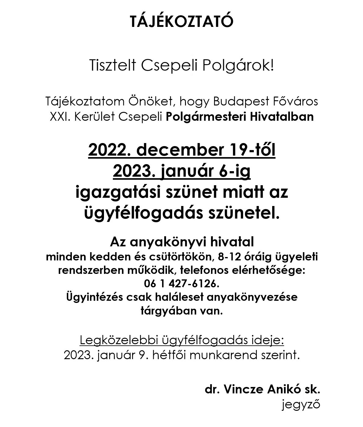 Igazgatasi szunet2022dec