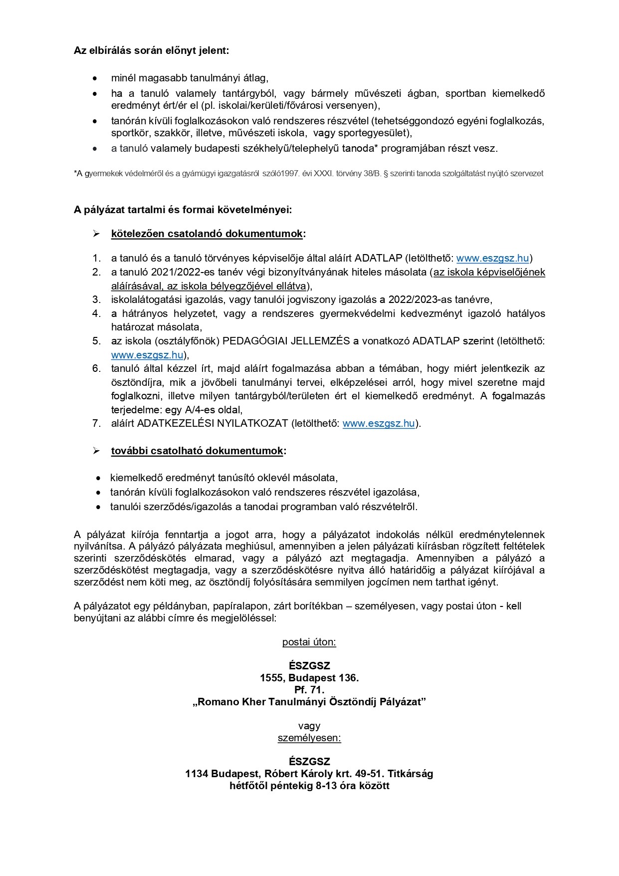 PALYAZATI FELHIVAS 20222023 roma tanulmanyi osztondij page 0002