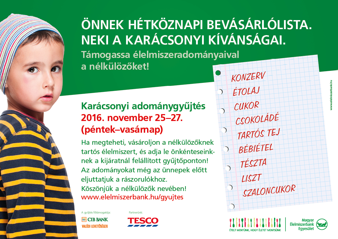 Elelmiszerbank gyujtes PLAKAT Tesco