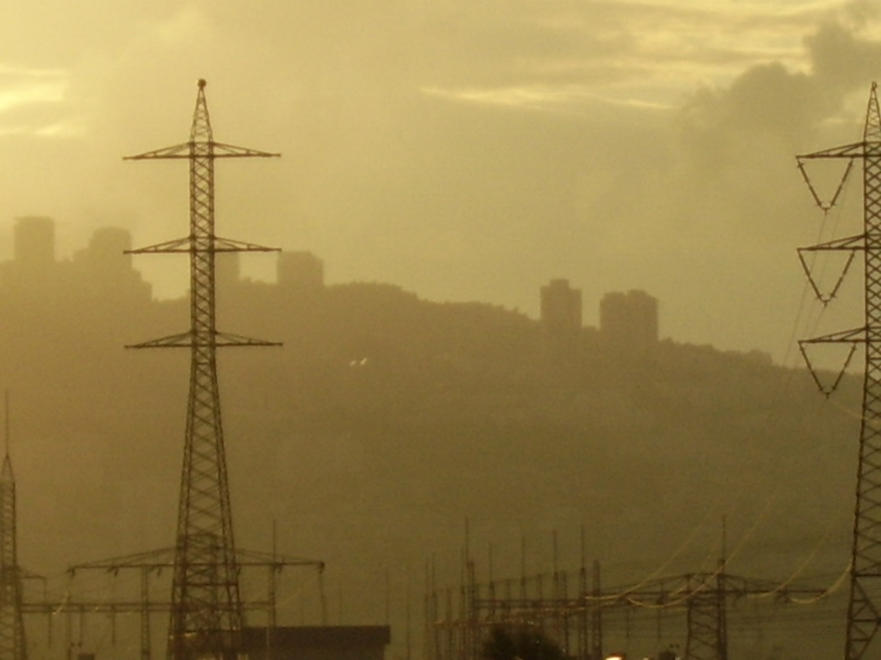 smog and electric lines