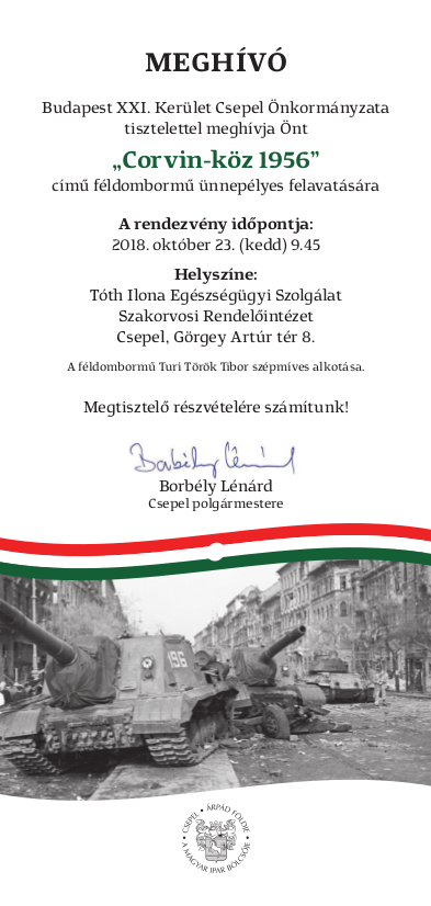 Corvin koz 1956 feldombormu avatas