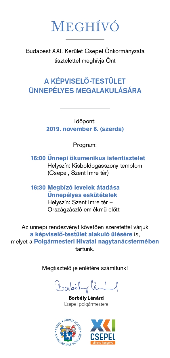 Meghivo Kepviselo testulet unnepelyes megalakulasa page 0001