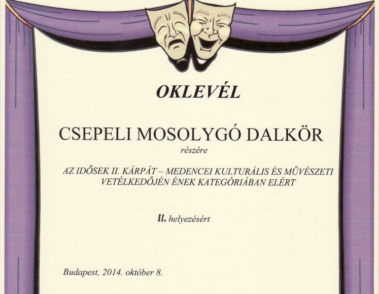 Csepeli sikerek az idősek II. Kárpát- medencei Kulturális Művészeti Vetélkedőjén